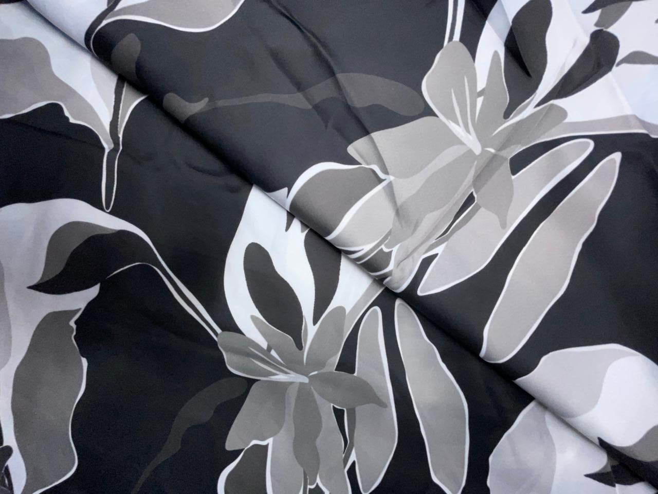 Multicolor Abstract Georgette Satin Fabric KTEX