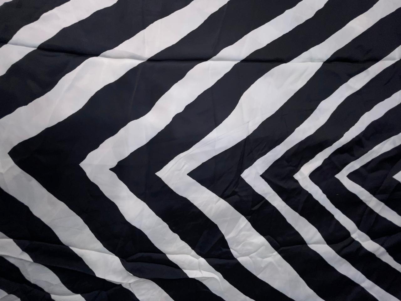 Black Chevron Georgette Satin Fabric KTEX