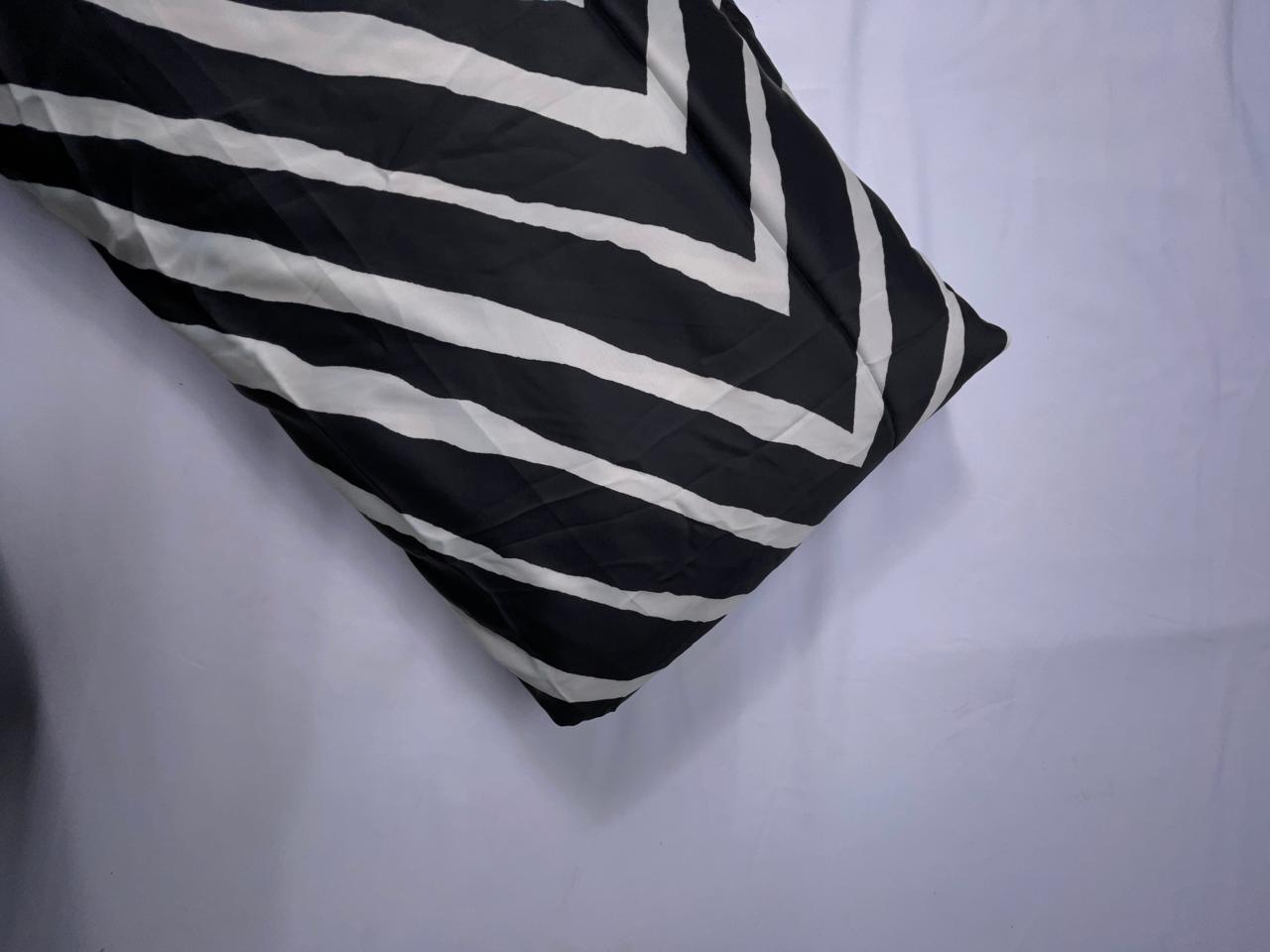 Black Chevron Georgette Satin Fabric KTEX