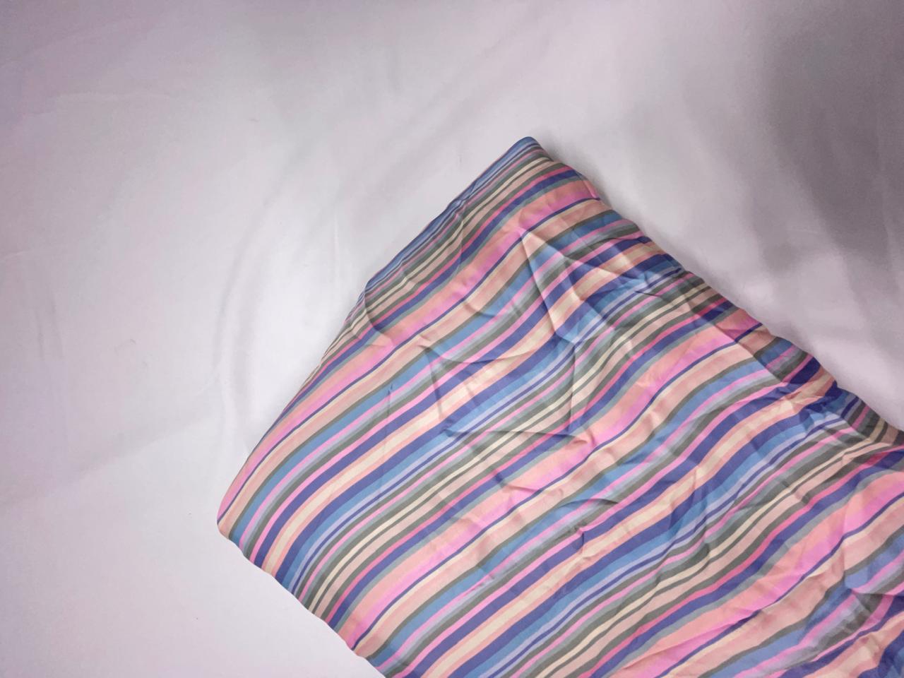 Pink Multicolor Stripes Georgette Satin Fabric KTEX