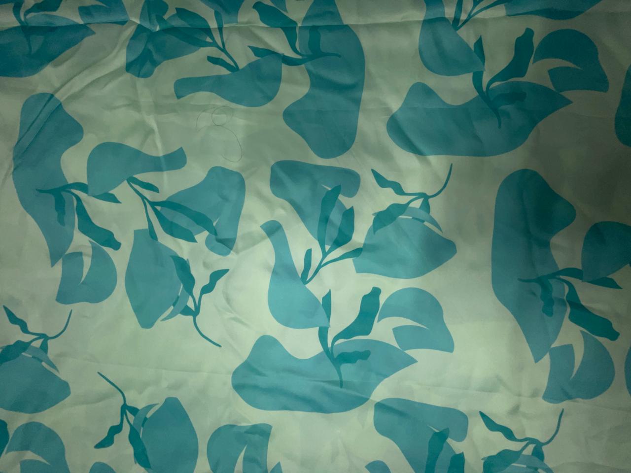 Sea Green Floral Georgette Satin Fabric KTEX