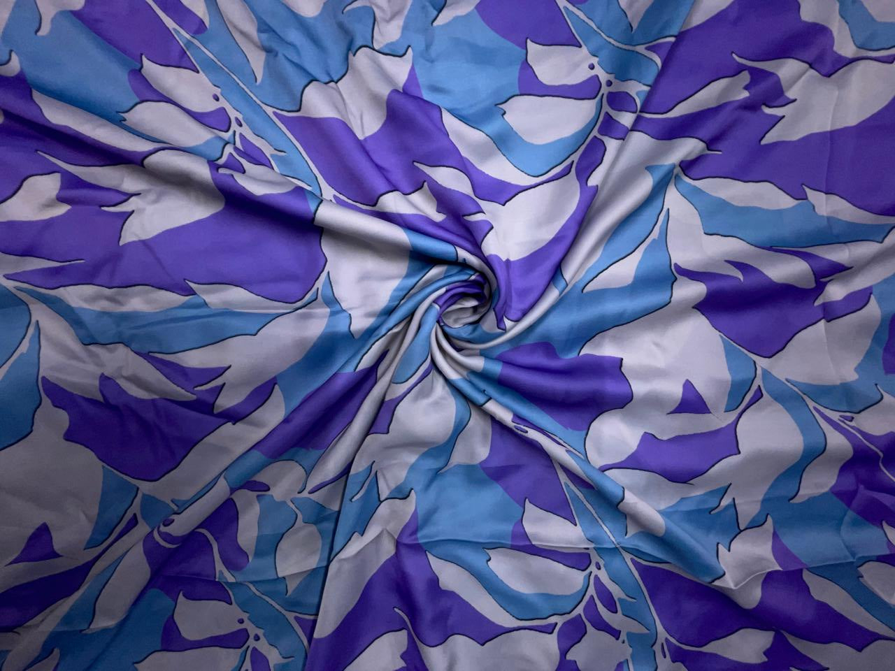 Multicolor Abstract Georgette Satin Fabric KTEX