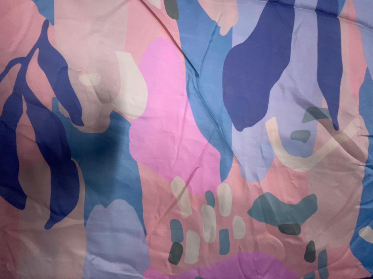 Multicolor Abstract Georgette Satin Fabric KTEX