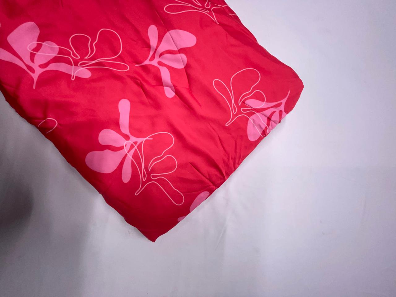 Light Red Floral Georgette Satin Fabric KTEX