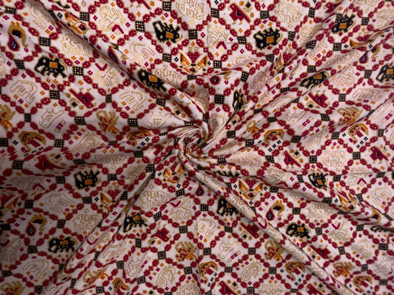 Cream Geometric Cotton Rayon Fabric KTEX
