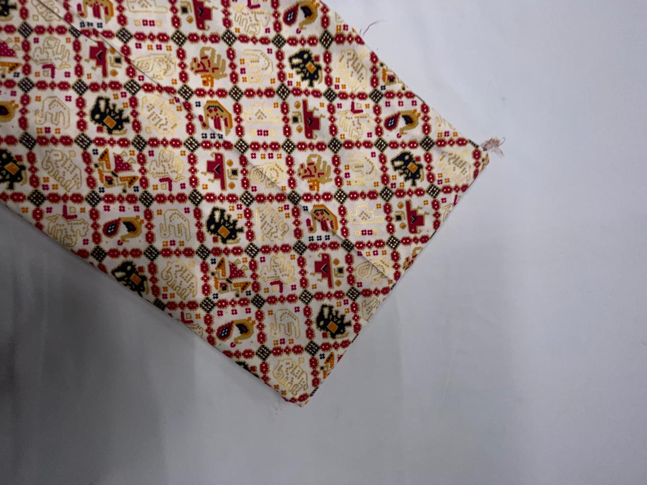 Cream Geometric Cotton Rayon Fabric KTEX