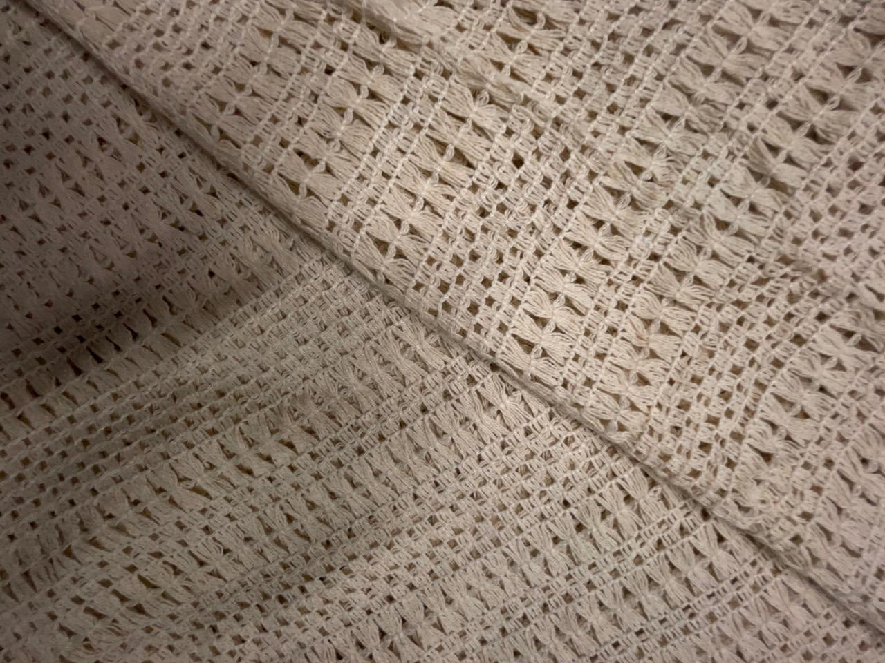 Cream Color Cotton Crochet Fabric KTEX