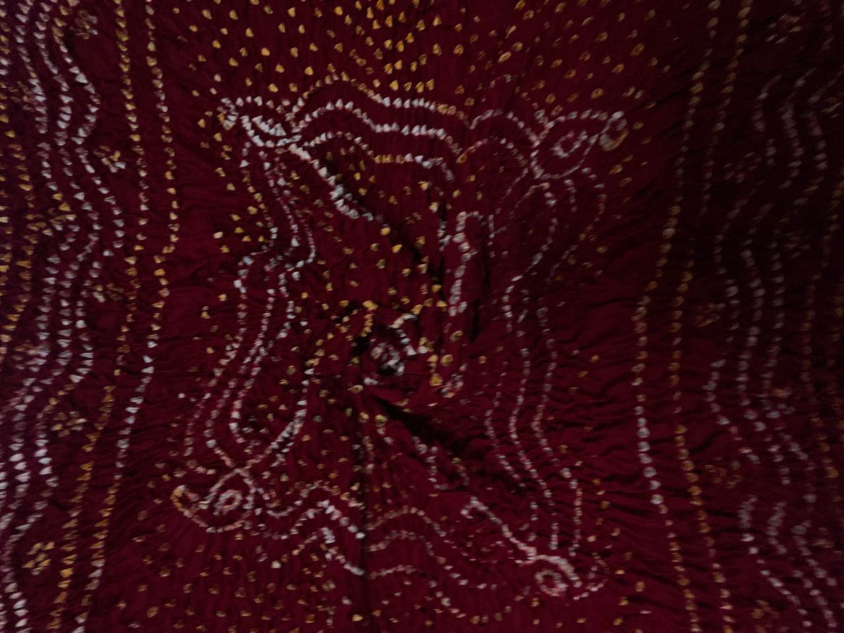 Maroon Pure Bandhani Dupatta Fabric KTEX