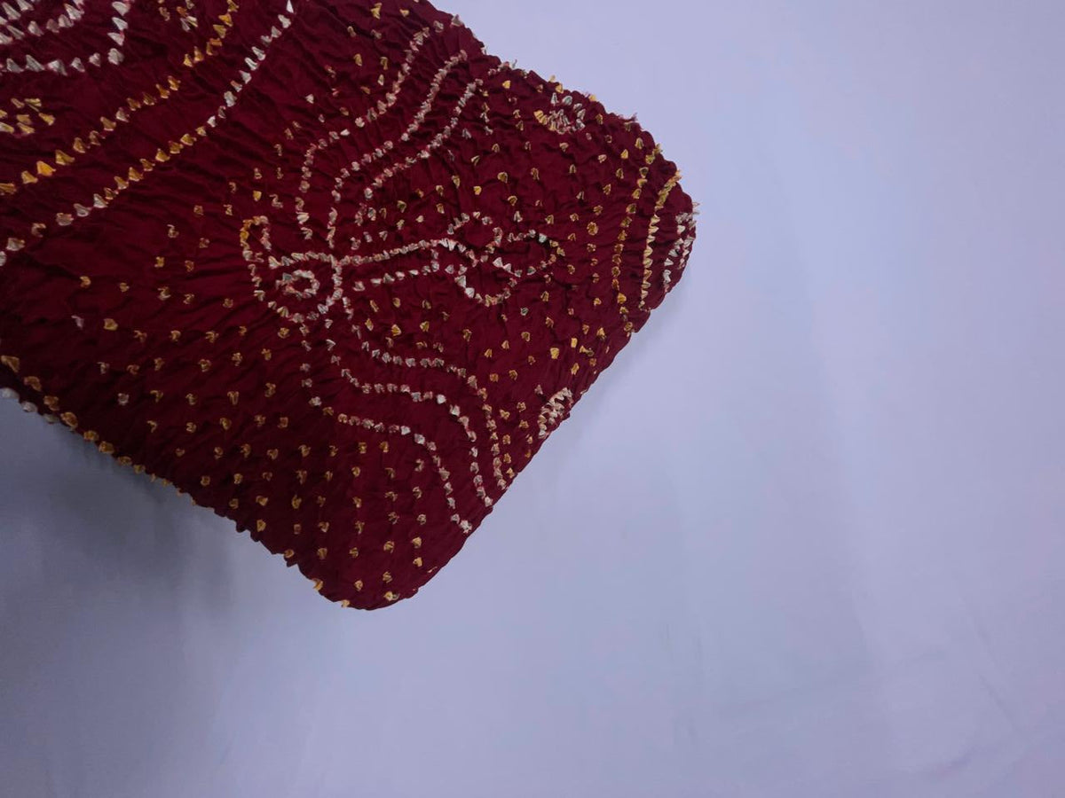 Maroon Pure Bandhani Dupatta Fabric KTEX
