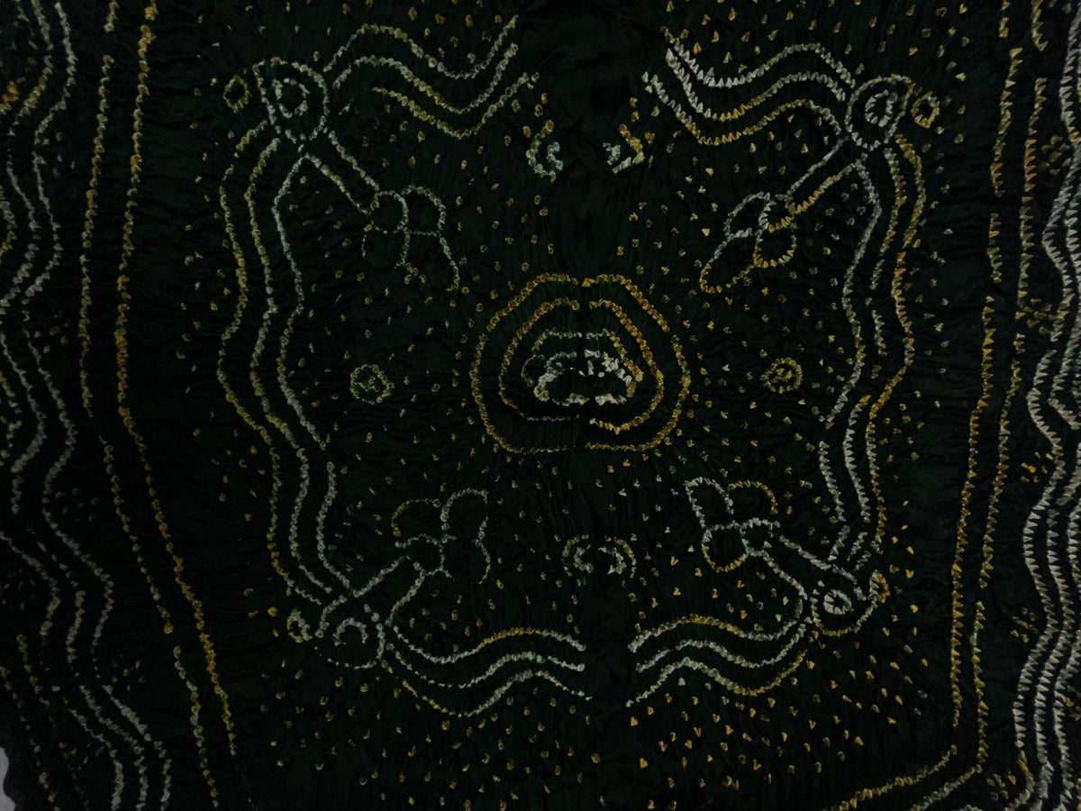 Bottle Green Pure Bandhani Dupatta Fabric KTEX