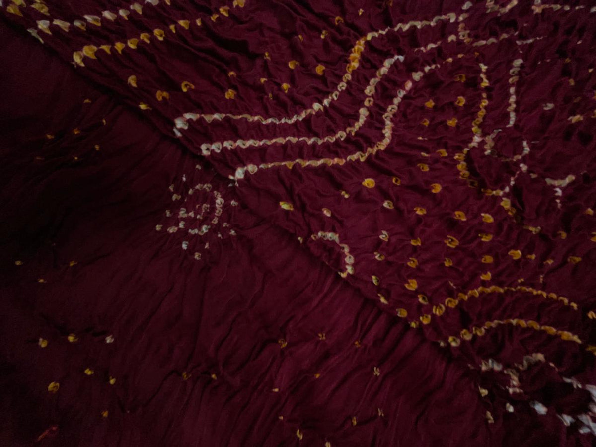 Dark Maroon Pure Bandhani Dupatta Fabric KTEX