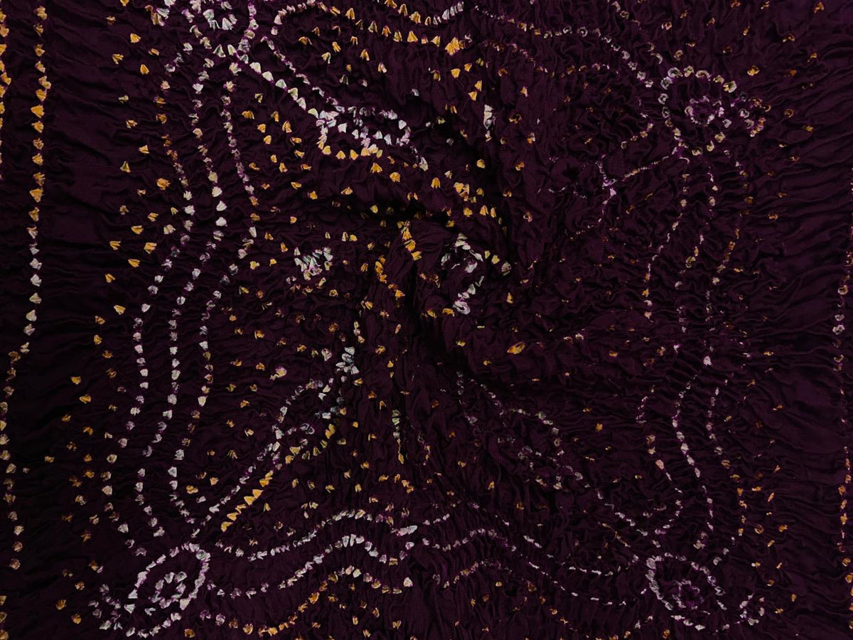 Dark Purple Pure Bandhani Dupatta Fabric KTEX