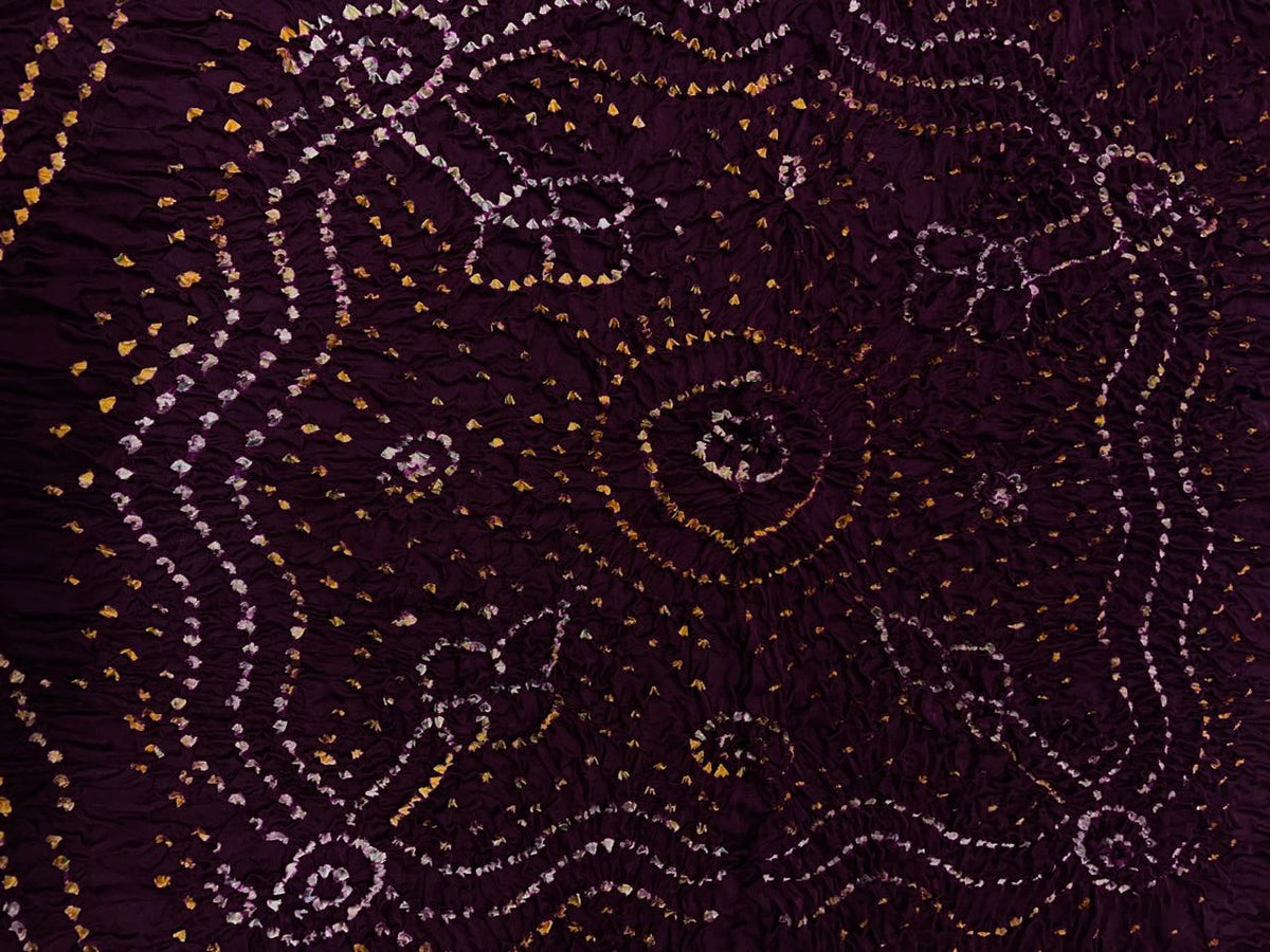 Dark Purple Pure Bandhani Dupatta Fabric KTEX