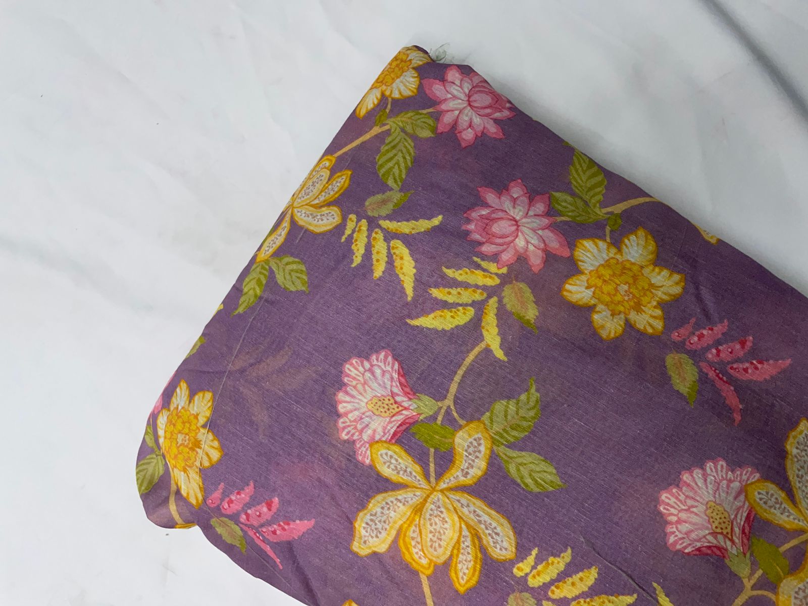Lilac Floral Linen Organza Fabric KTEX