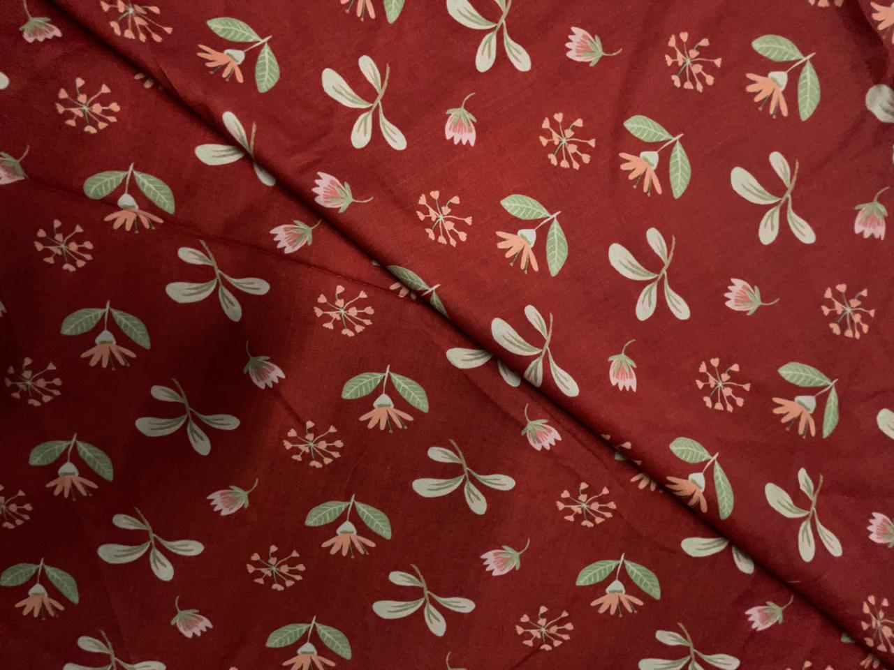 Magenta Pink Floral Floral Muslin Fabric KTEX