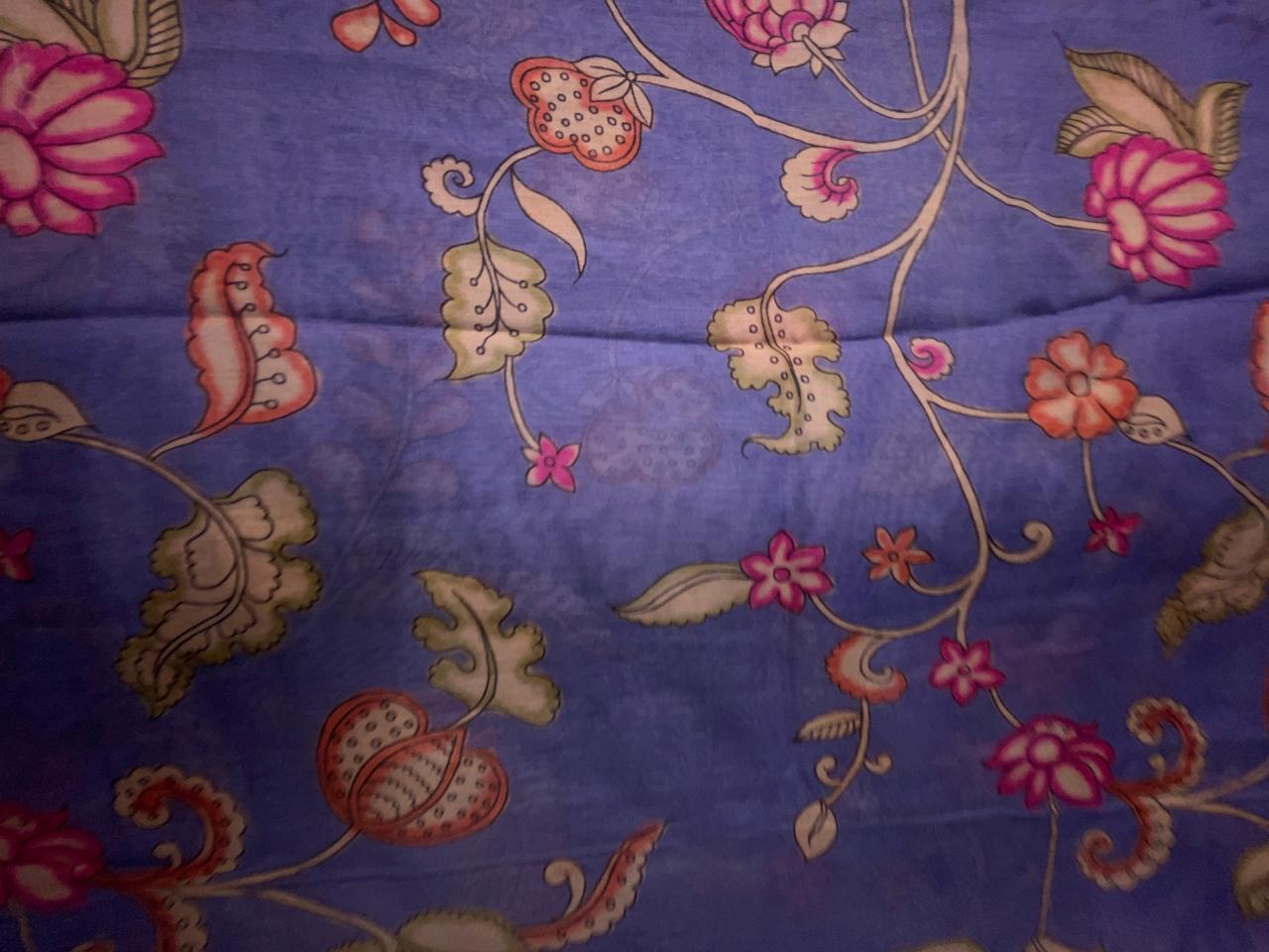 Lilac Floral Pure Chanderi Fabric KTEX