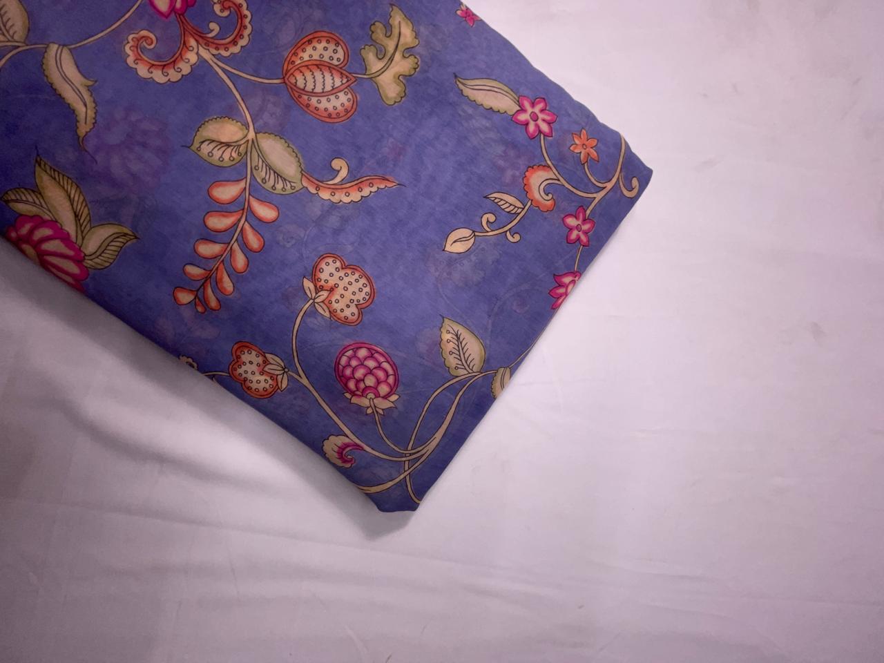 Lilac Floral Pure Chanderi Fabric KTEX