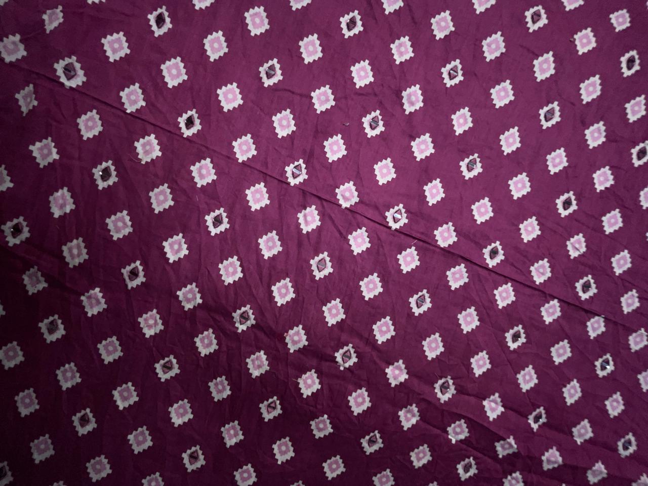 Deep Magenta Geometric Modal Satin Fabric KTEX