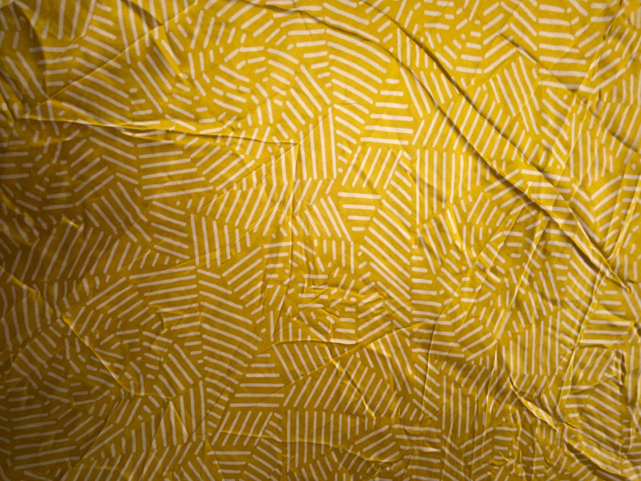 Yellow Abstract Modal Satin Fabric KTEX