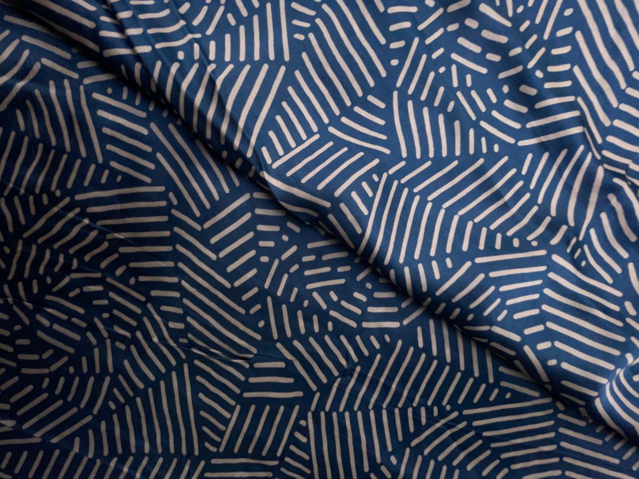 Blue Abstract Modal Satin Fabric KTEX
