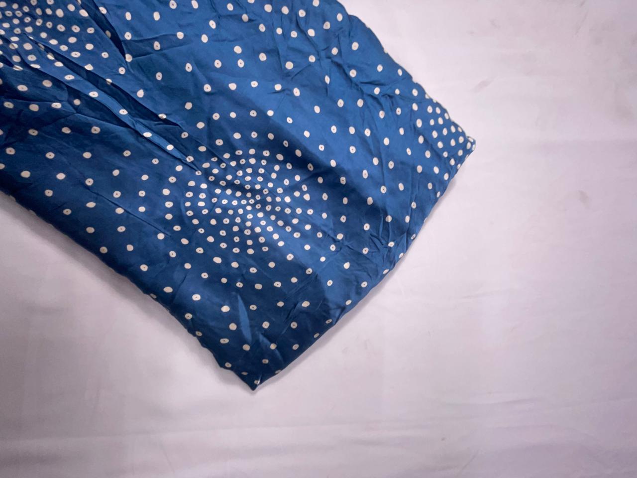 Blue & White Dots Modal Satin Fabric KTEX