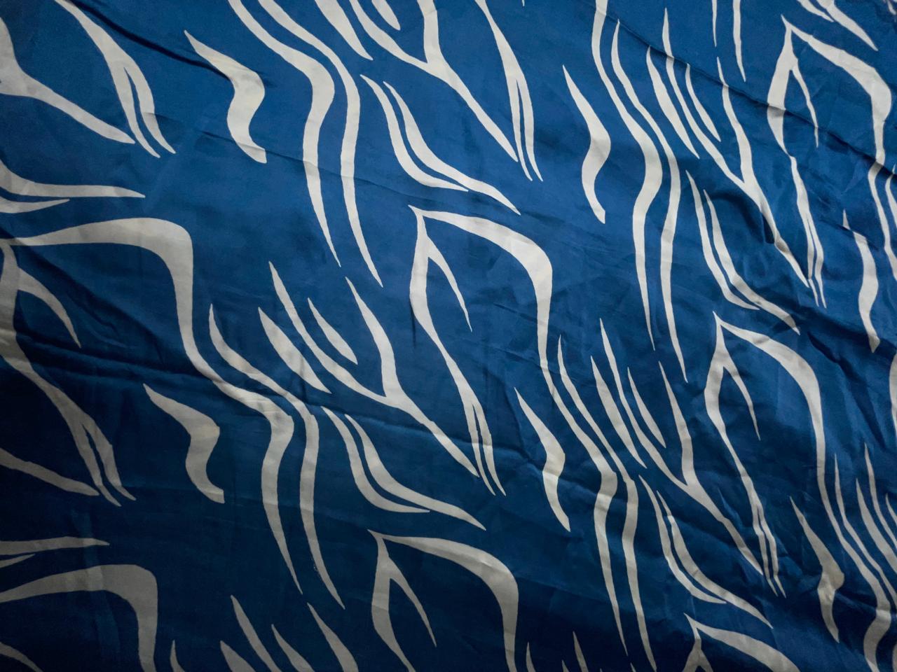 Blue Abstract Modal Satin Fabric KTEX