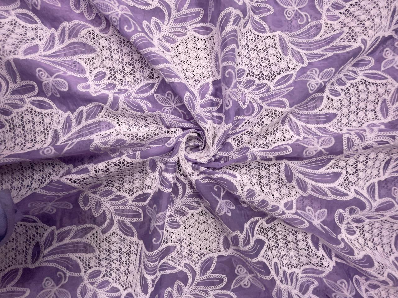 Lavender Floral Tencel Prada Embroidery Fabric KTEX