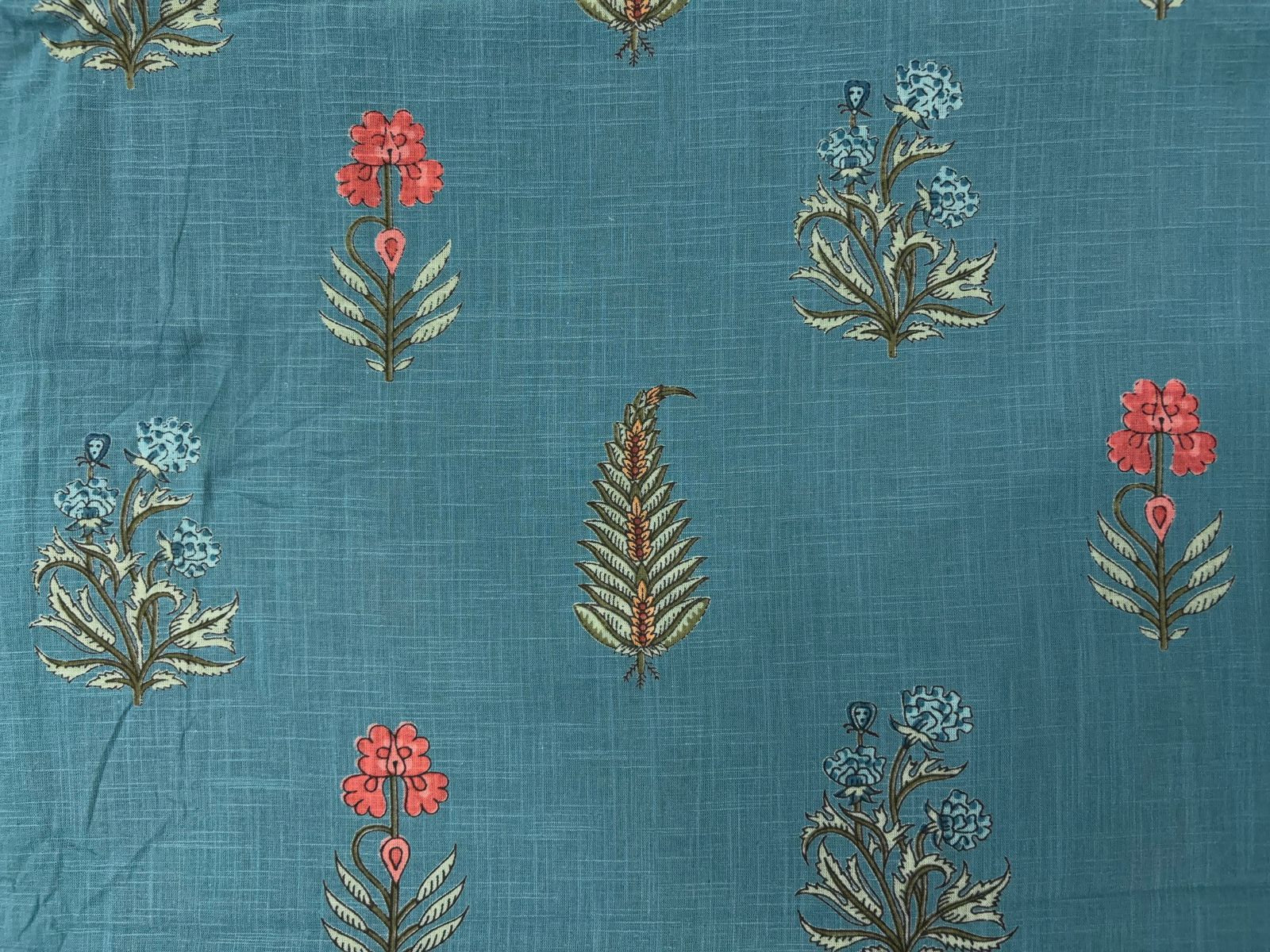 Mustard Floral Cotton Slub Fabric KTEX