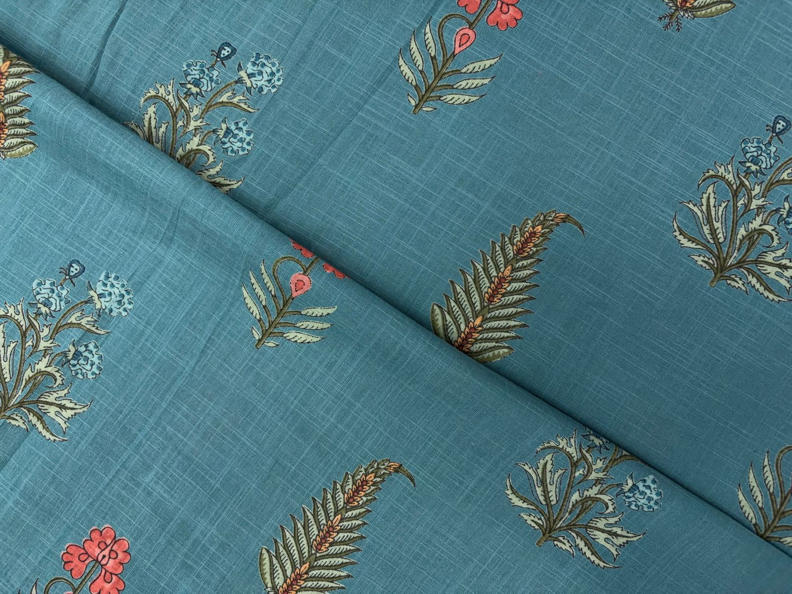 Mustard Floral Cotton Slub Fabric KTEX