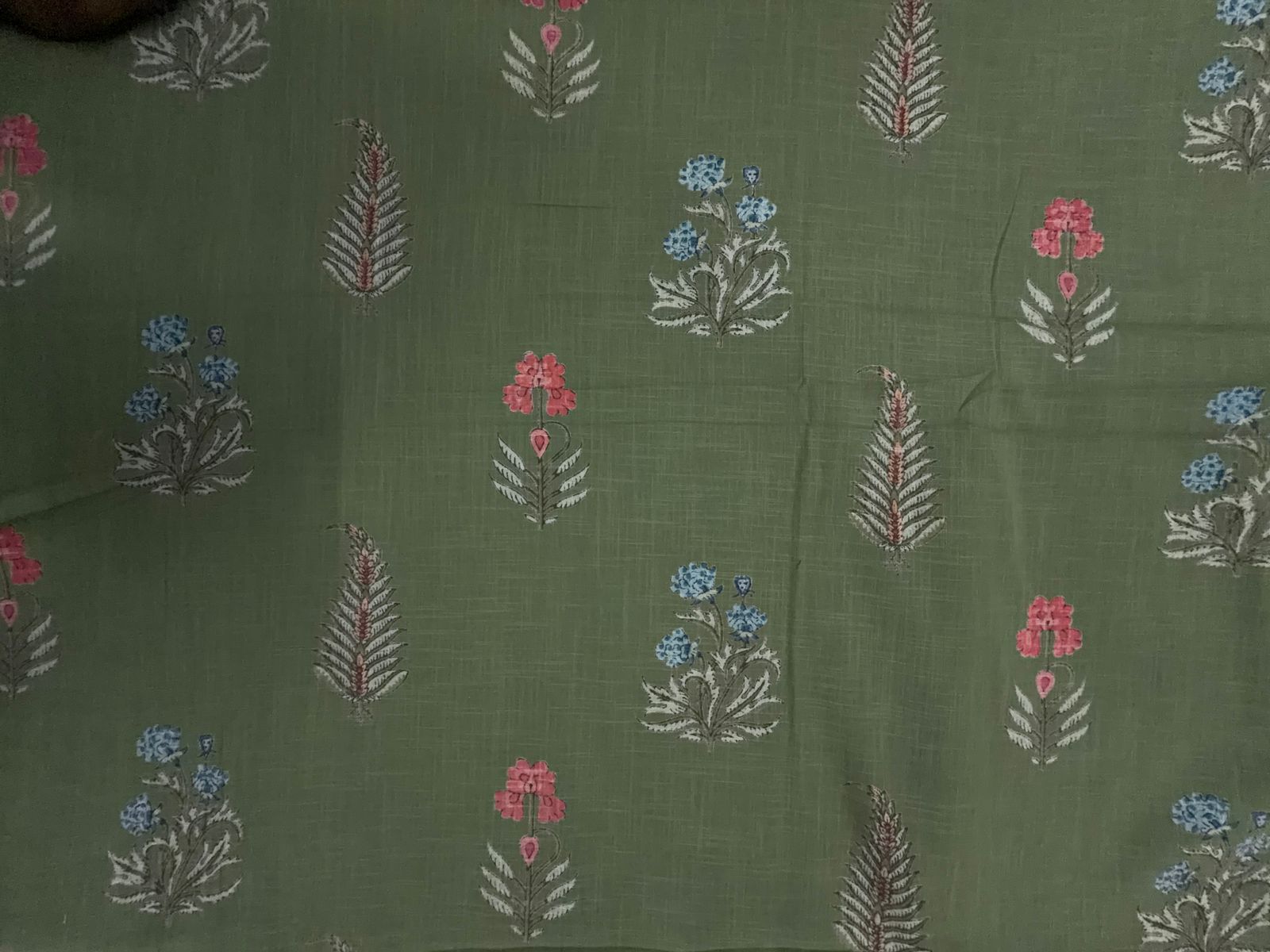 Sage Green Floral Cotton Slub Fabric KTEX