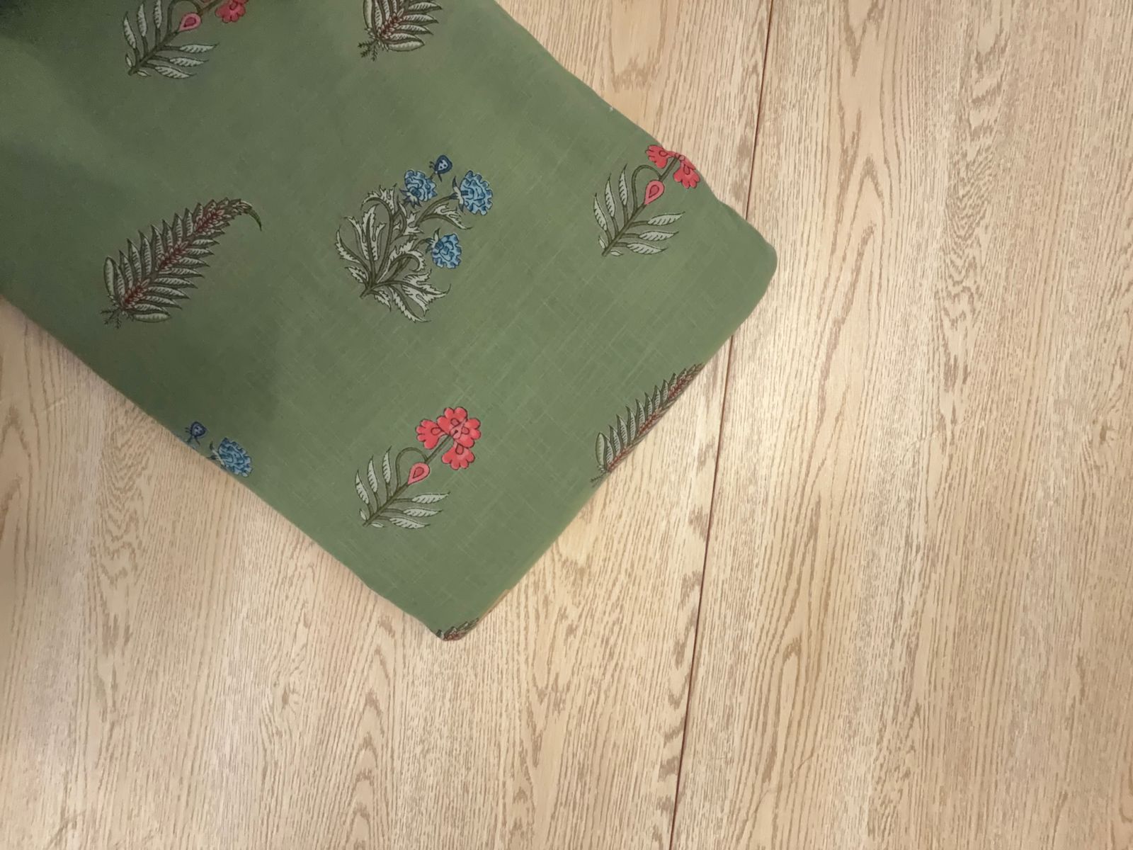 Sage Green Floral Cotton Slub Fabric KTEX