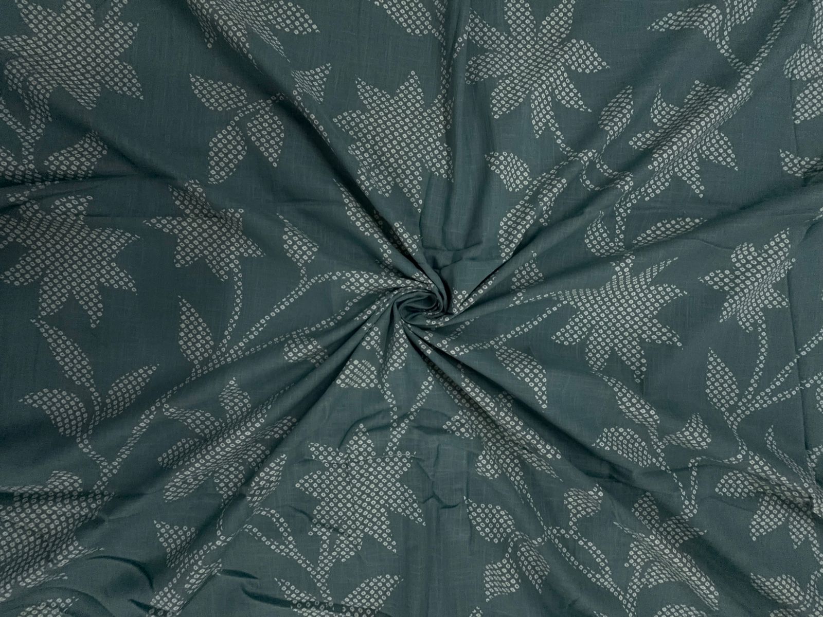 Light Teal Blue Floral Cotton Slub Fabric KTEX