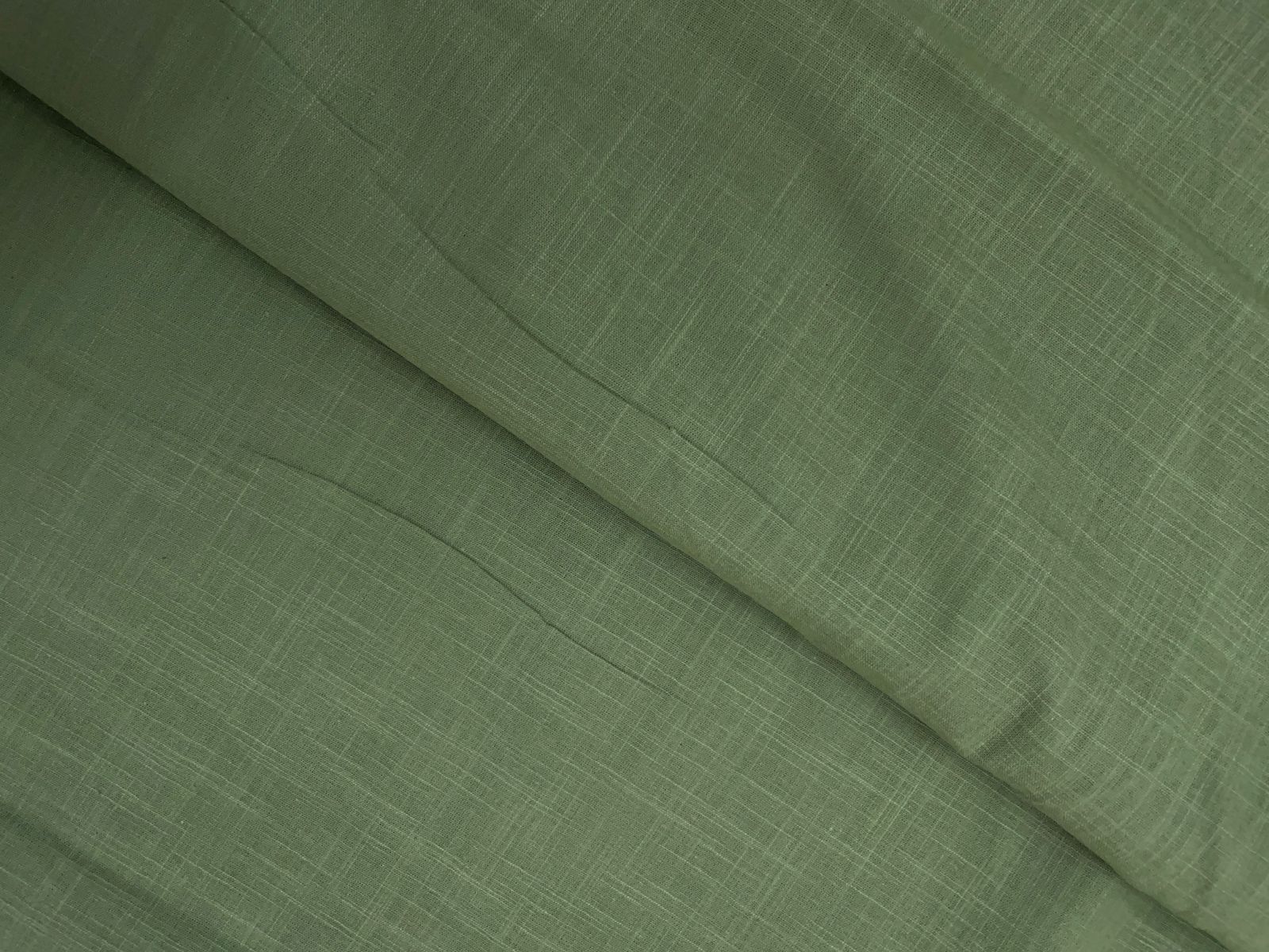 Sage Green Plain Dyed Cotton Slub Fabric KTEX