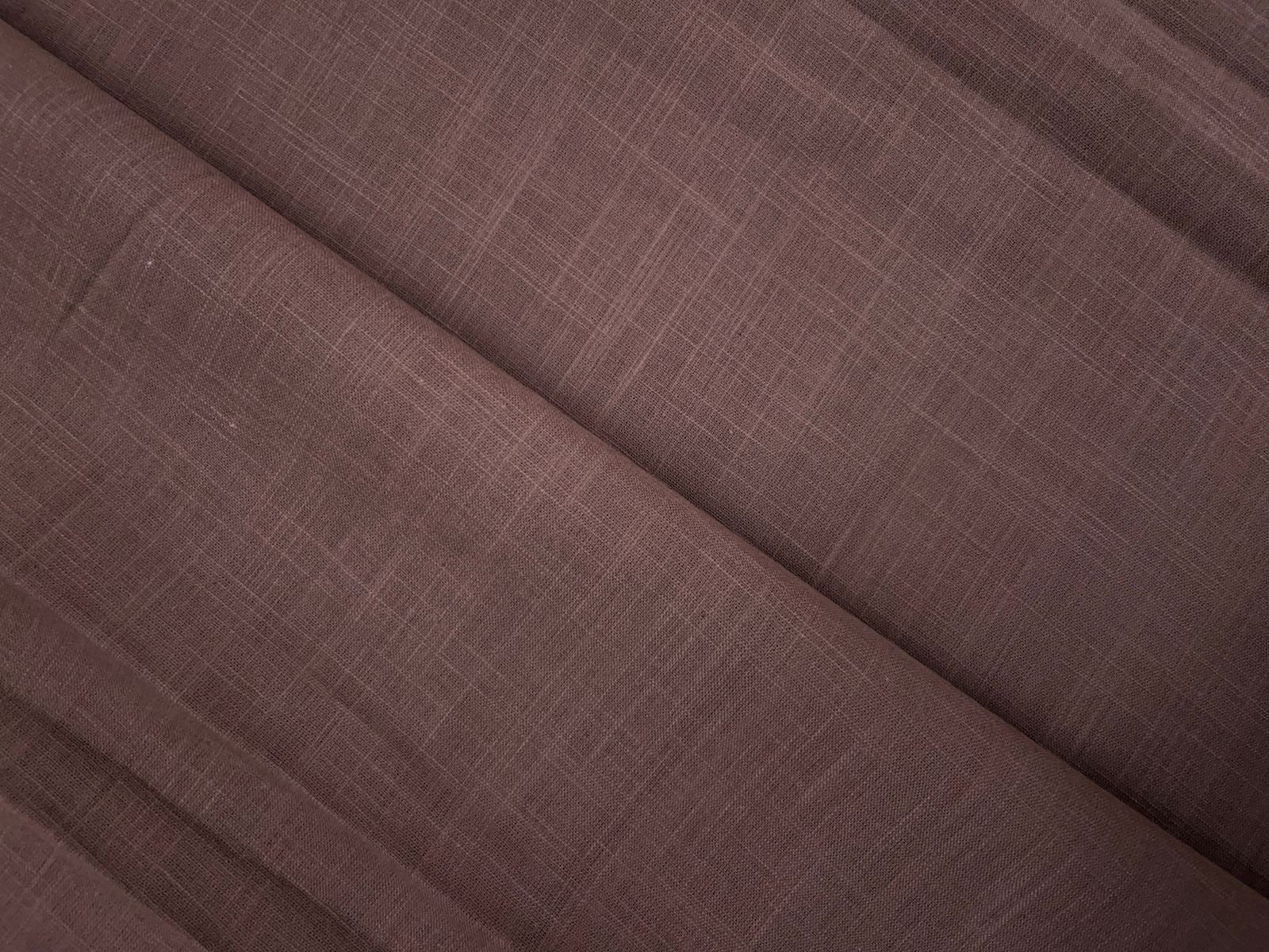 Brown Plain Dyed Cotton Slub Fabric KTEX