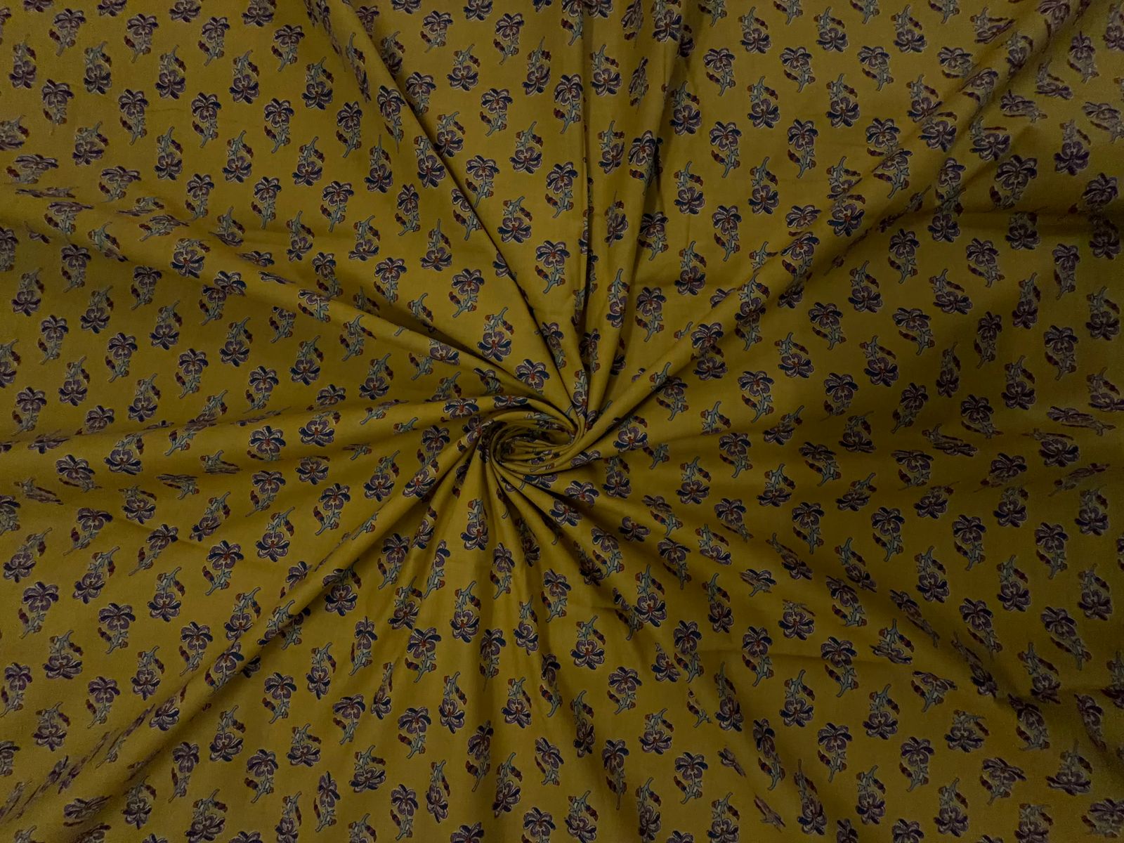 Yellow Floral Cotton Cambric Fabric KTEX