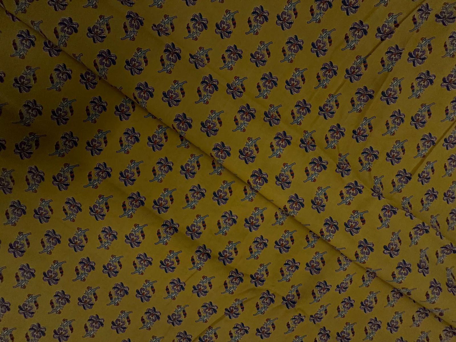 Yellow Floral Cotton Cambric Fabric KTEX