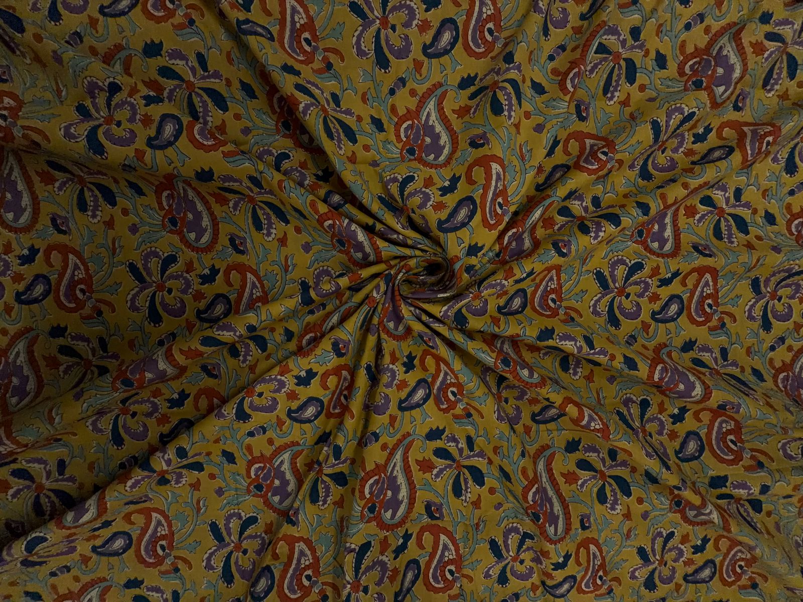 Yellow Floral Cotton Cambric Fabric KTEX