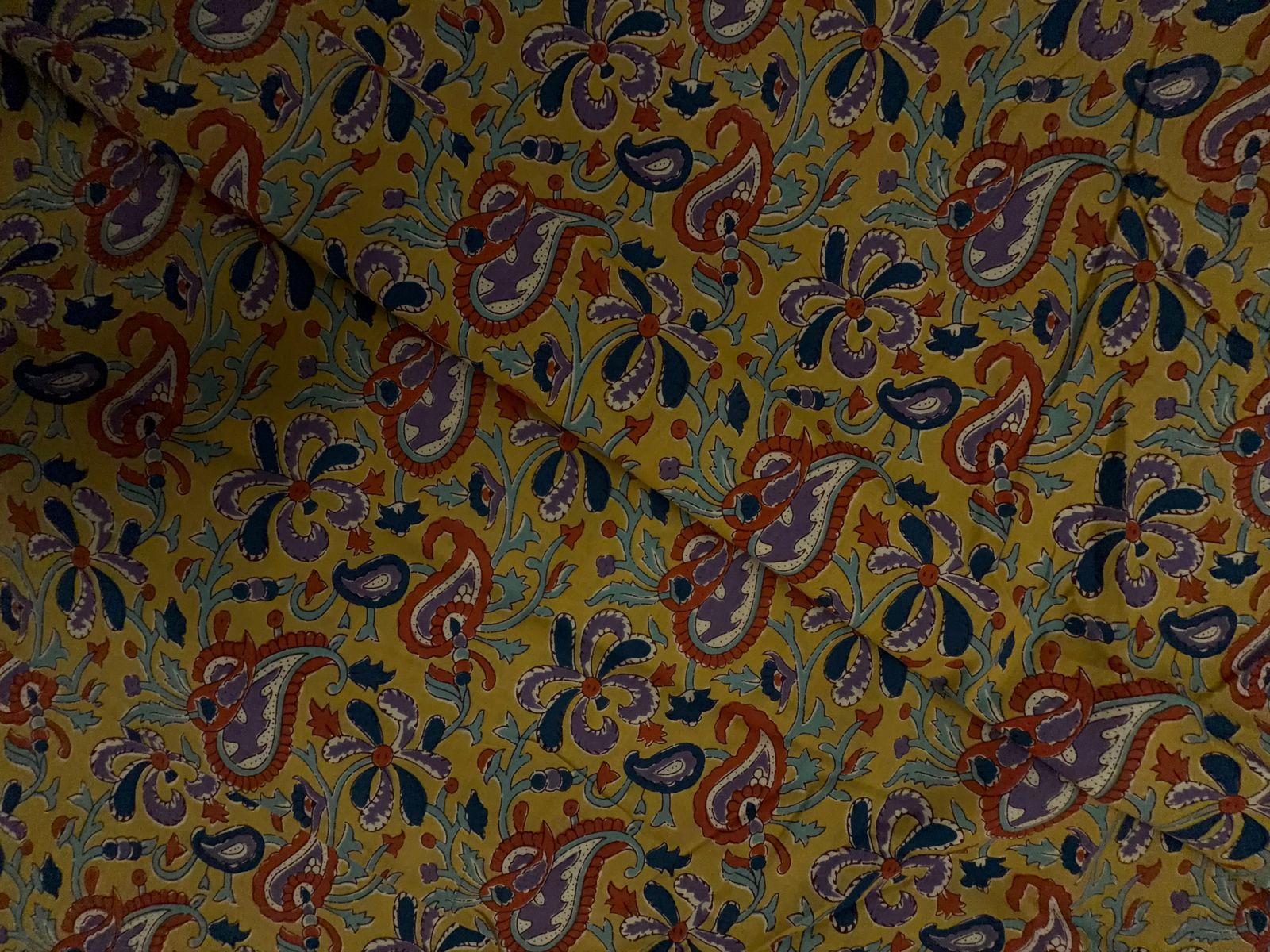 Yellow Floral Cotton Cambric Fabric KTEX