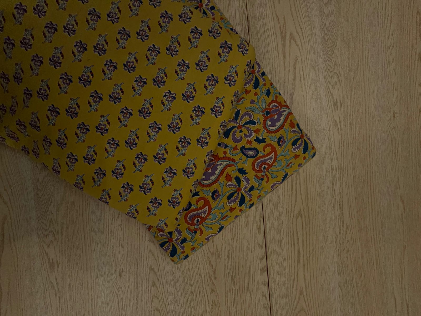 Yellow Floral Cotton Cambric Fabric KTEX