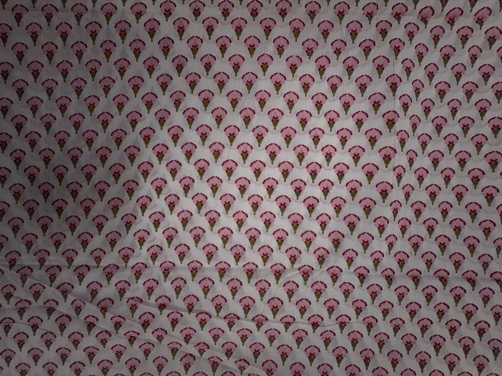 White & Pink Floral Cotton Cambric Fabric KTEX