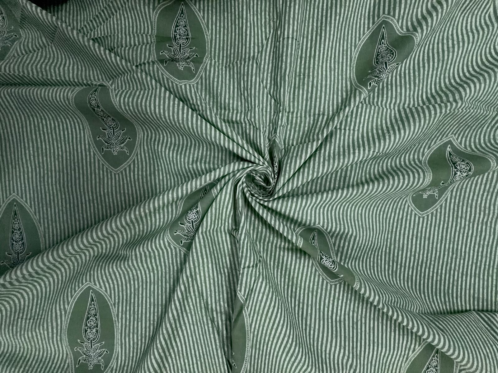 Sea Green Floral Cotton Cambric Fabric KTEX