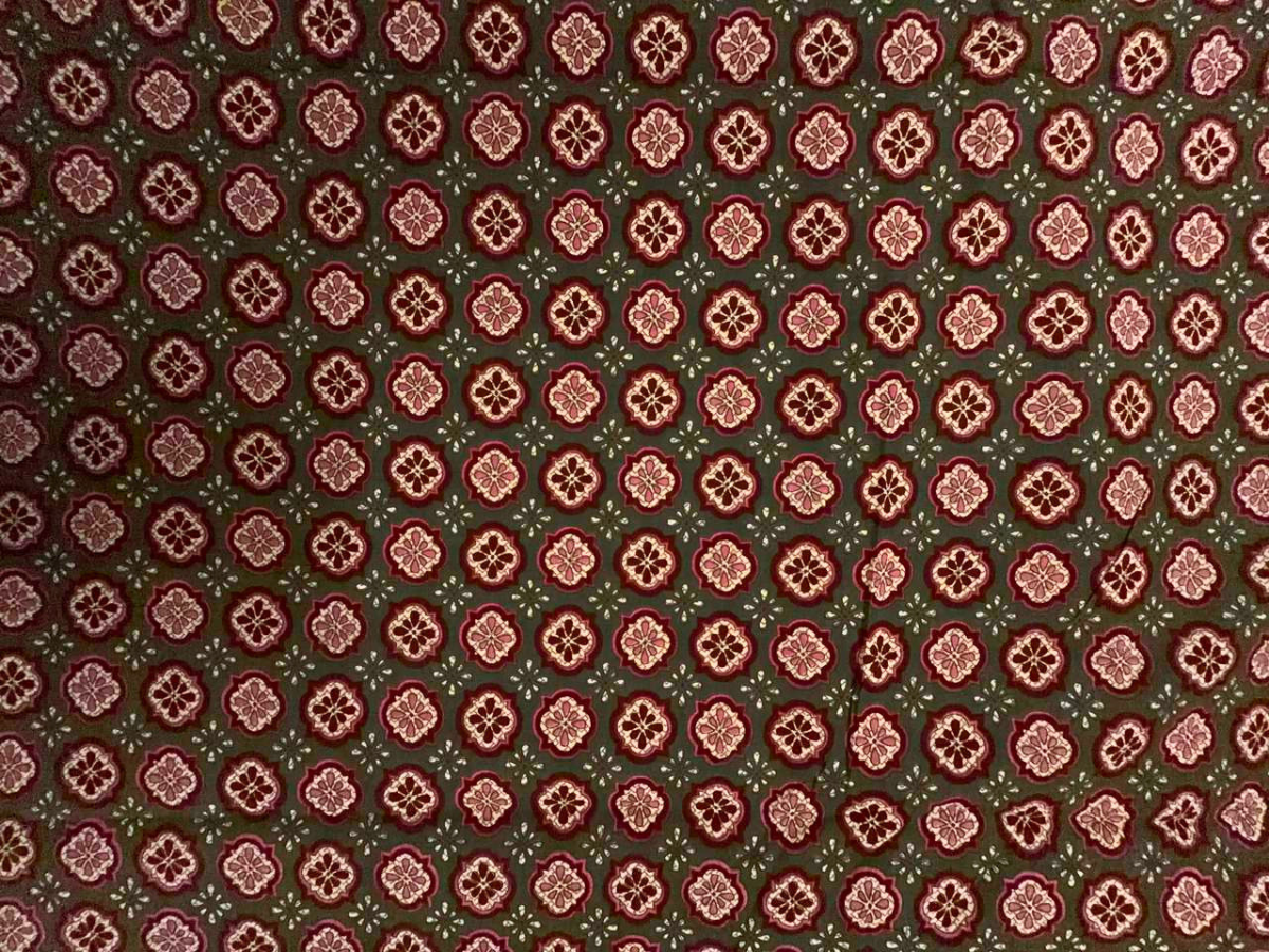 Brown & Red Floral Cotton Cambric Fabric KTEX
