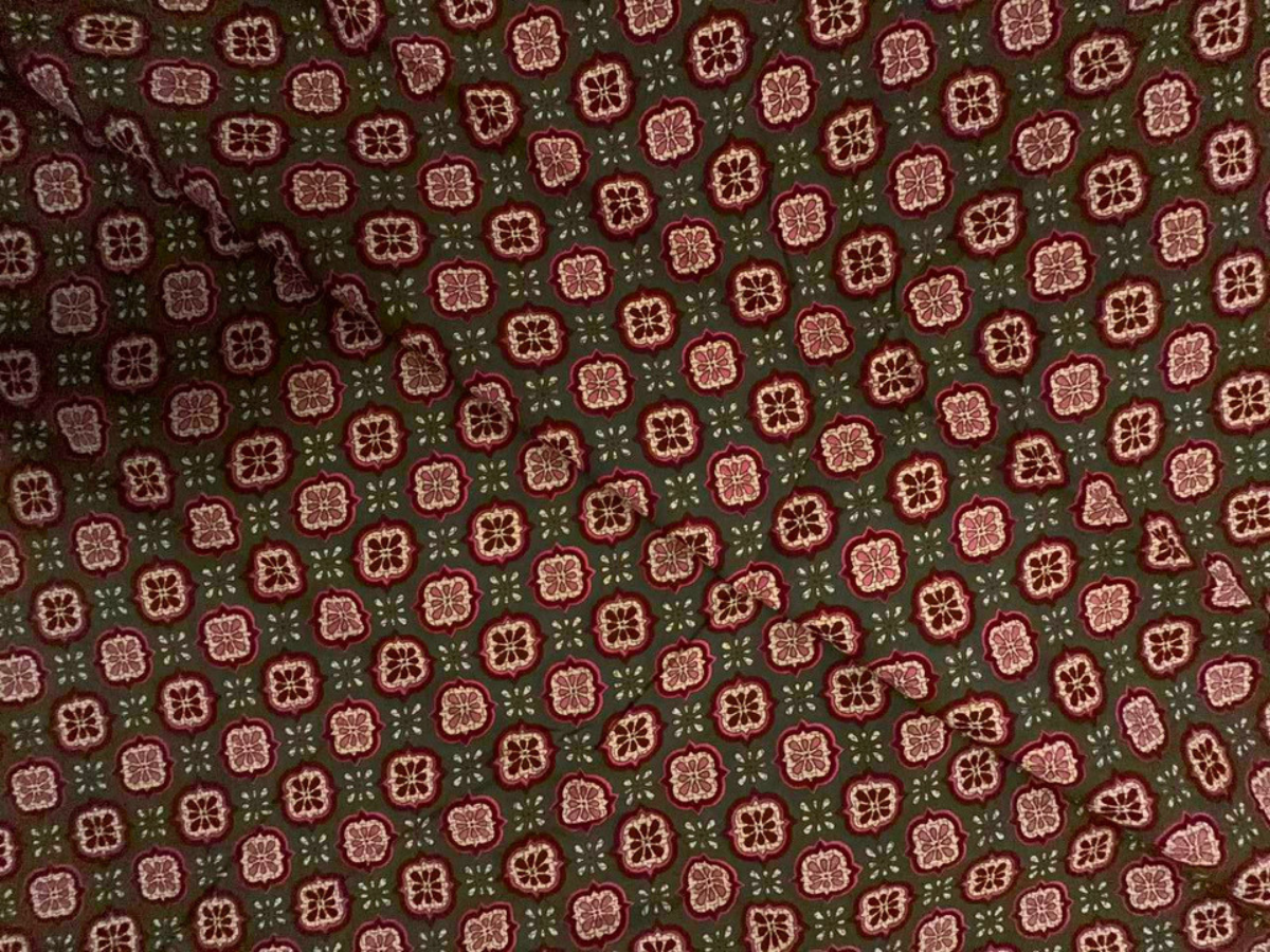 Brown & Red Floral Cotton Cambric Fabric KTEX