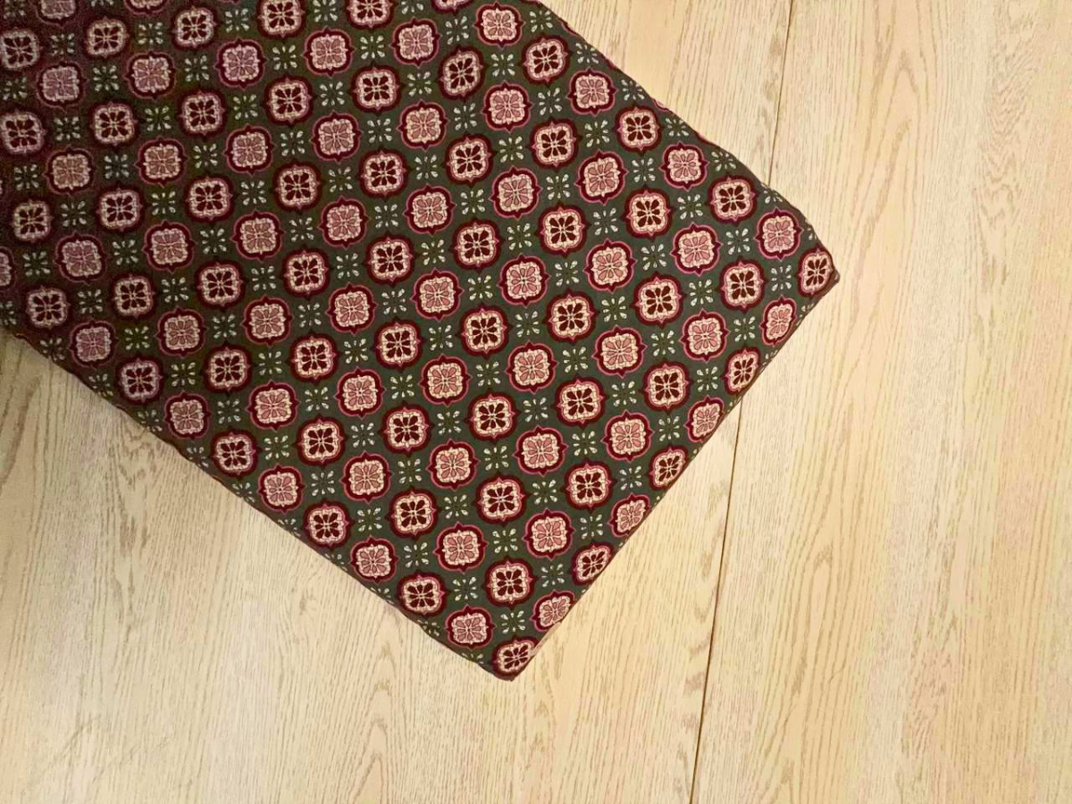 Brown & Red Floral Cotton Cambric Fabric KTEX