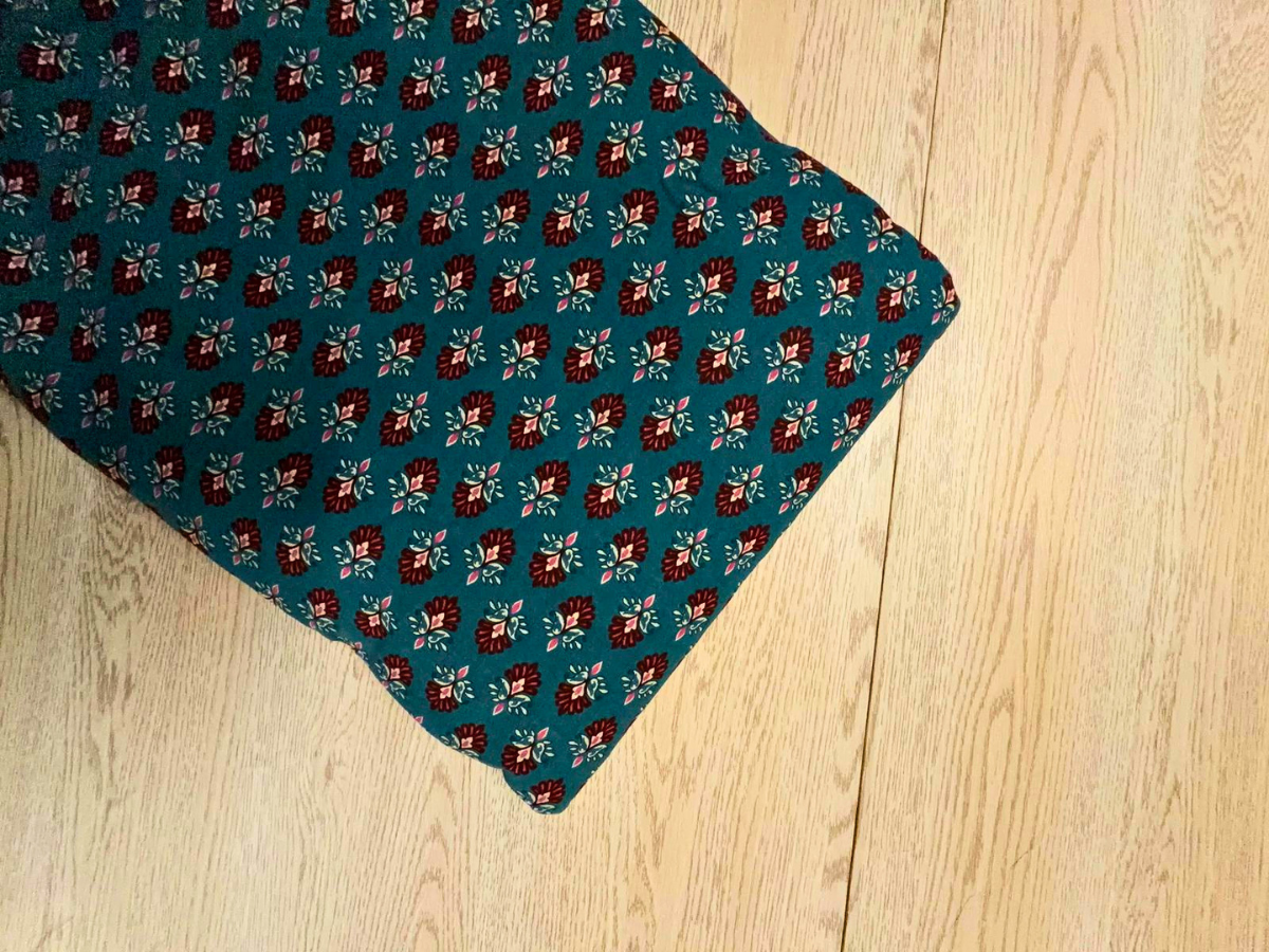 Dark Rama Green Floral Cotton Cambric Fabric KTEX