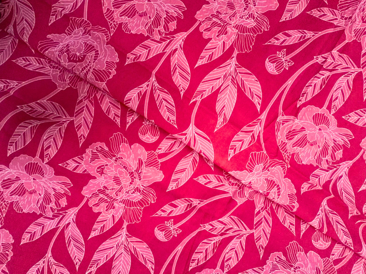 Pink Floral Cotton Cambric Fabric KTEX