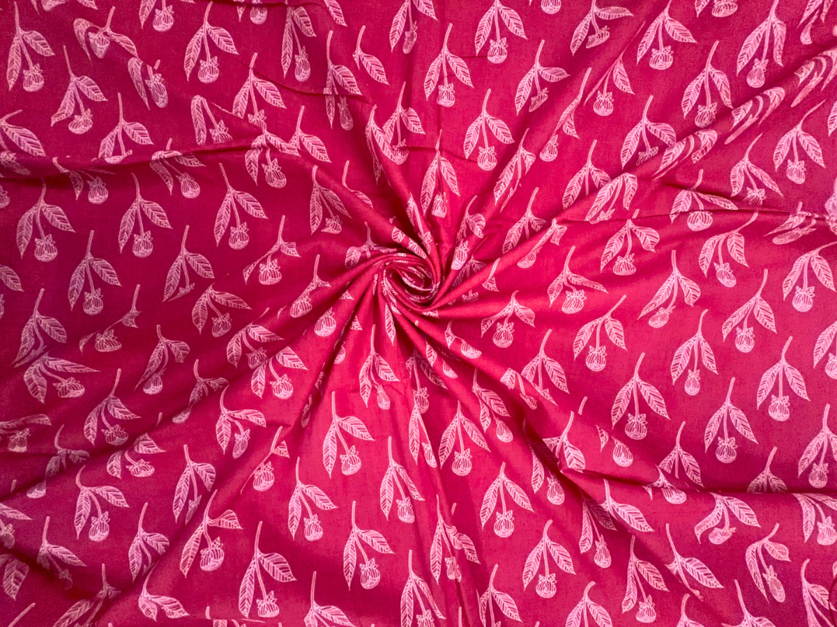 Pink Floral Cotton Cambric Fabric KTEX