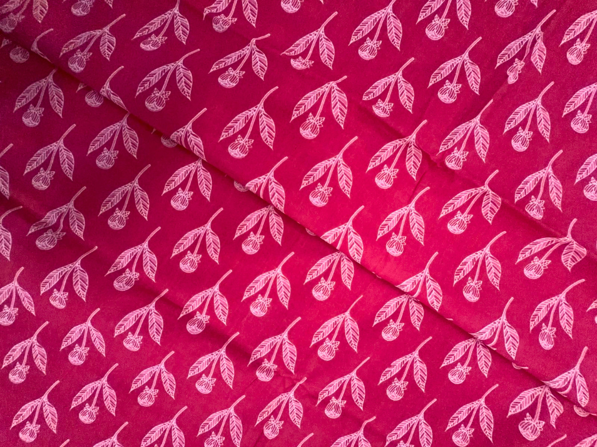 Pink Floral Cotton Cambric Fabric KTEX