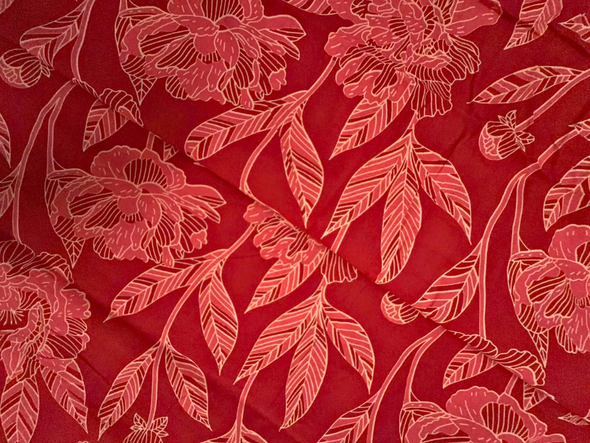 Red Floral Cotton Cambric Fabric KTEX