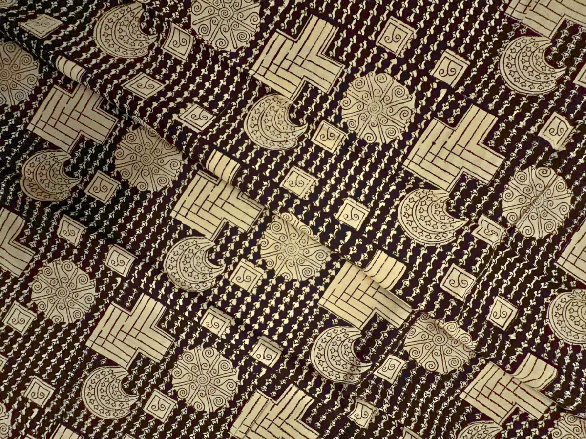 Black Geometric Cotton Cambric Fabric KTEX
